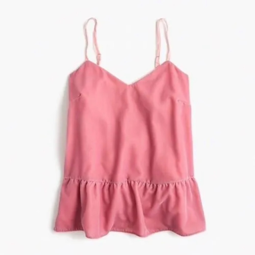 J. Crew Velvet Peplum Tank Top In Pink Size 6 Barbie Girlie Pink